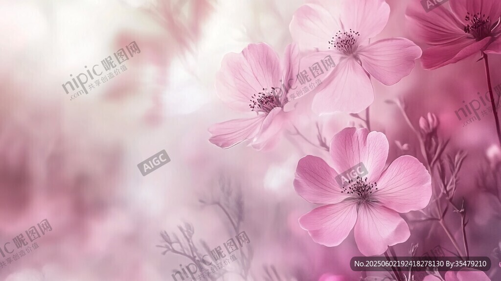 梦幻粉色花卉浪漫景致