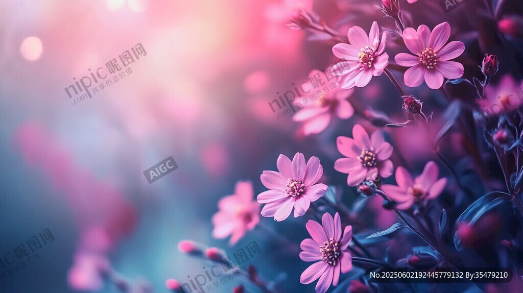 梦幻粉花绽放美丽瞬间