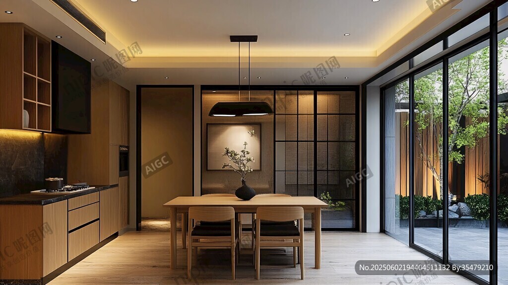 现代简约风开放式餐厨空间