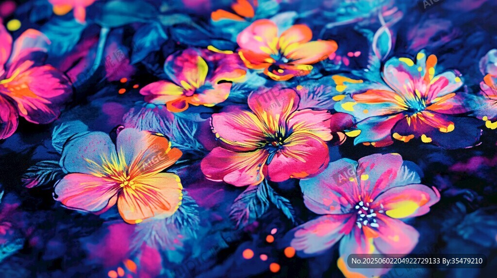 梦幻绚丽花卉图案