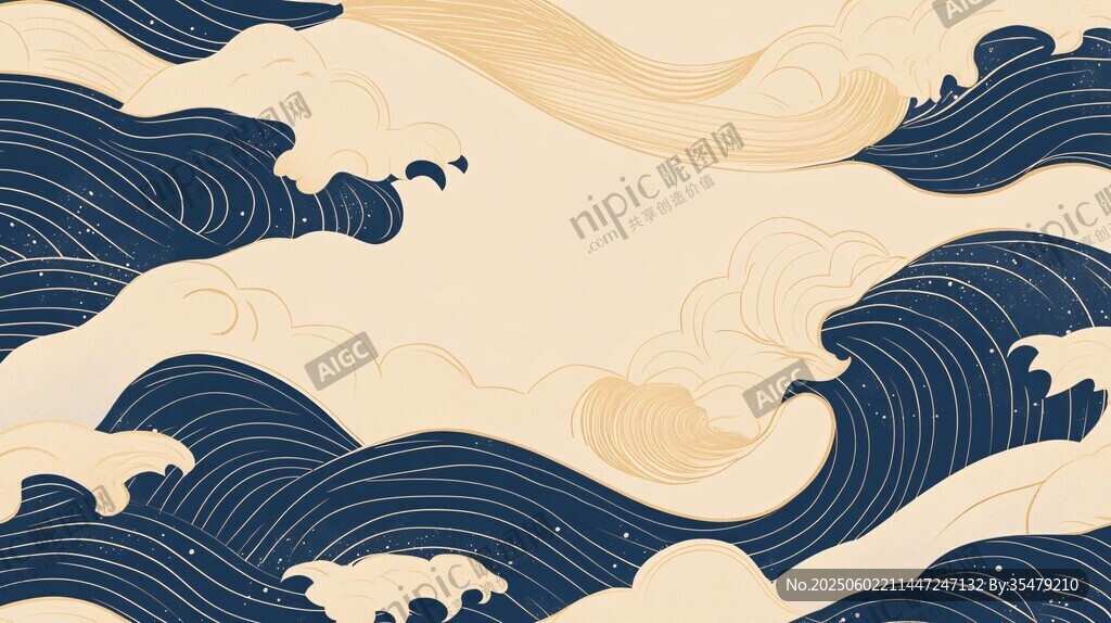 日式海浪纹样图案设计