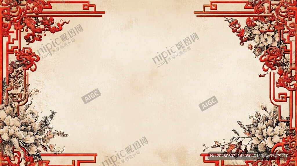中式古典花纹边框背景图