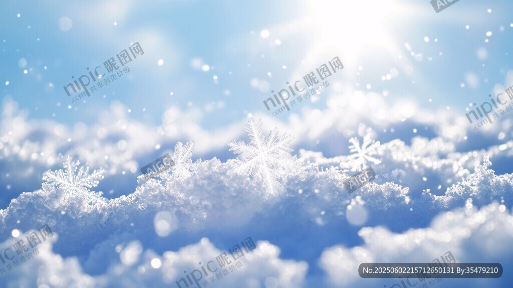 冬日雪景下的闪耀雪花