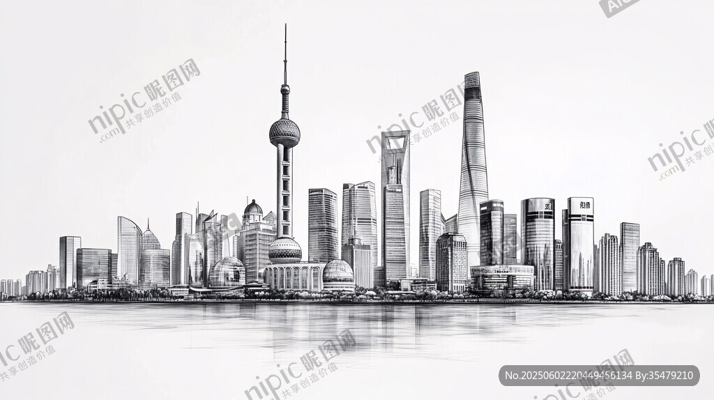 上海外滩现代城市天际线