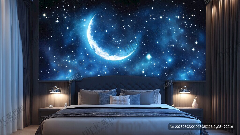 梦幻星空卧室背景墙