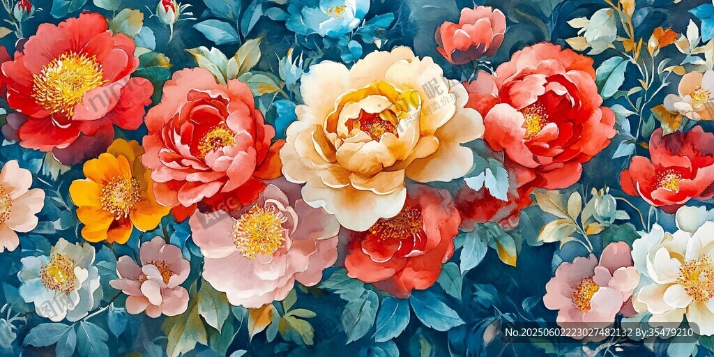 绚丽多彩花卉图案装饰画