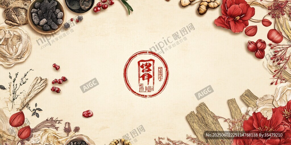 中式中药材背景装饰图