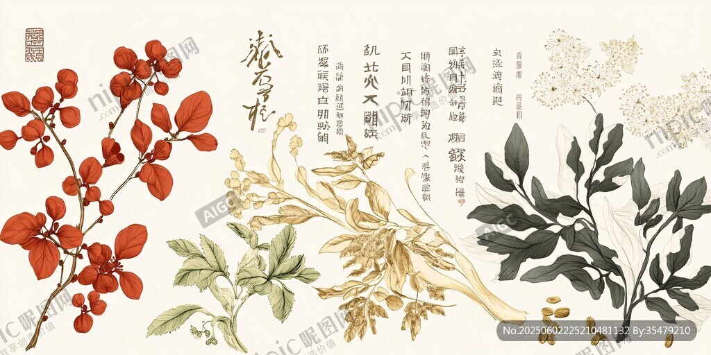 传统中药材插画展示