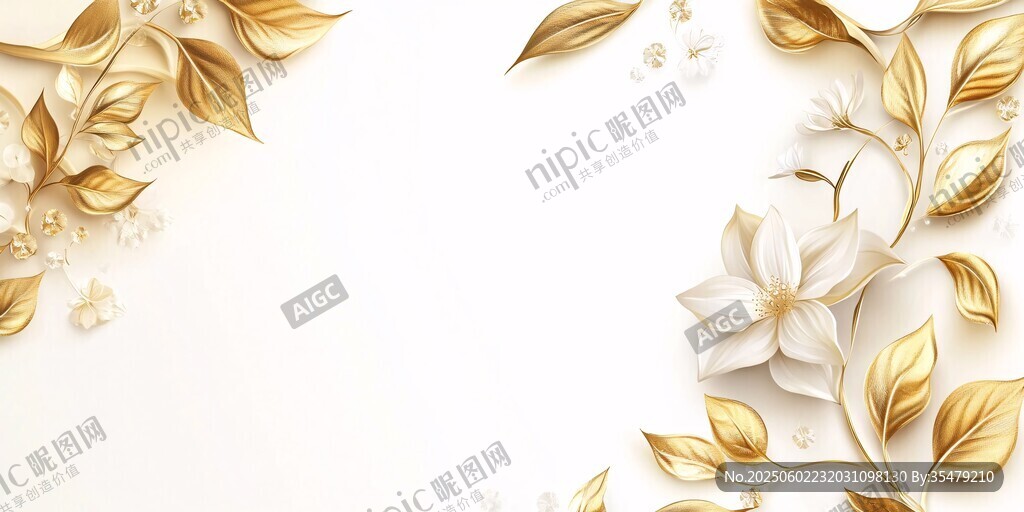 金色花卉装饰边框背景图