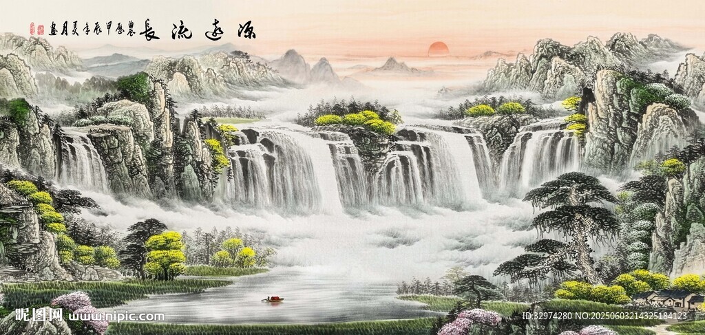 旭日东升国画山水画