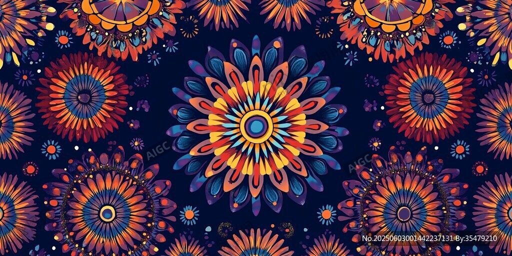 绚丽曼陀罗花纹图案背景