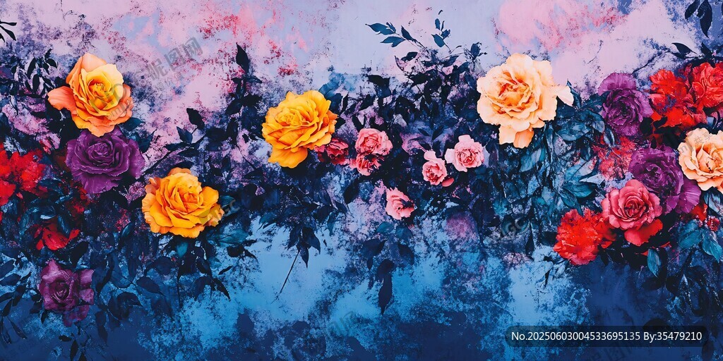 梦幻多彩花卉背景图