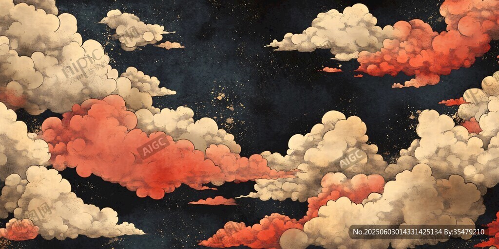 梦幻绚丽天空中的多彩云朵