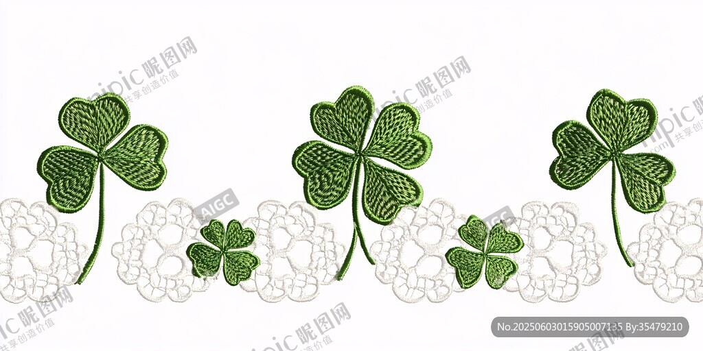 绿色四叶草蕾丝花边图案