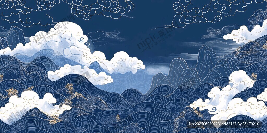 国风山水云海壮丽图景