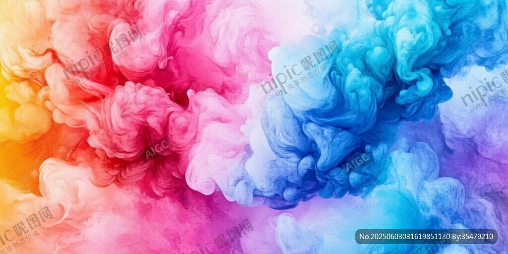 彩色墨水在水中绽放