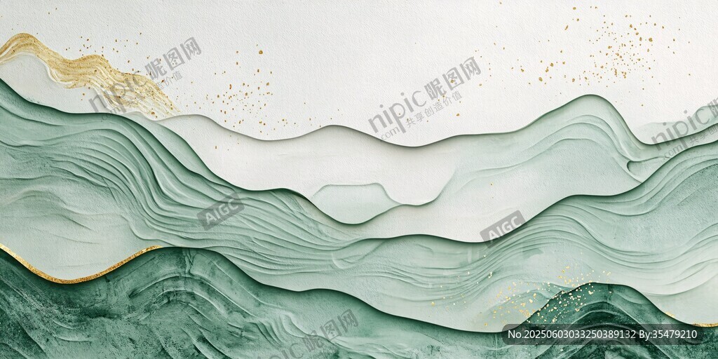 青绿水墨山峦抽象背景图