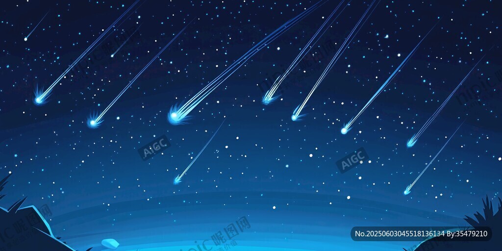 梦幻流星划过深邃夜空