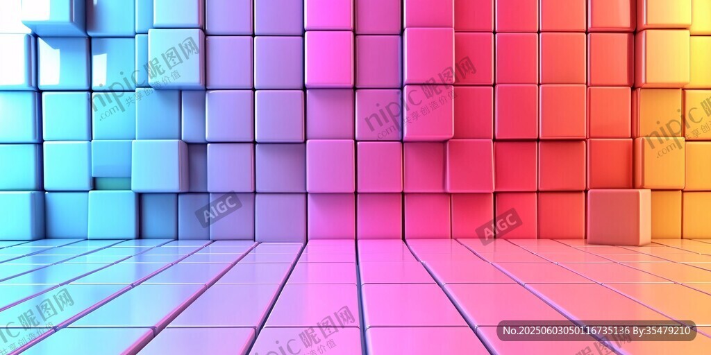 彩色立体方块组成的绚丽空间