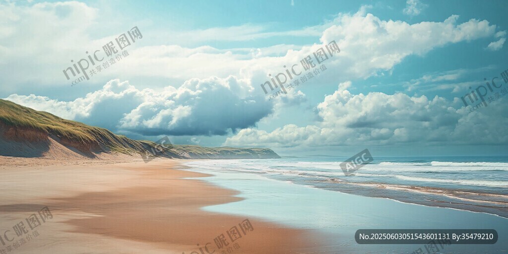 宁静海滩的梦幻自然景致