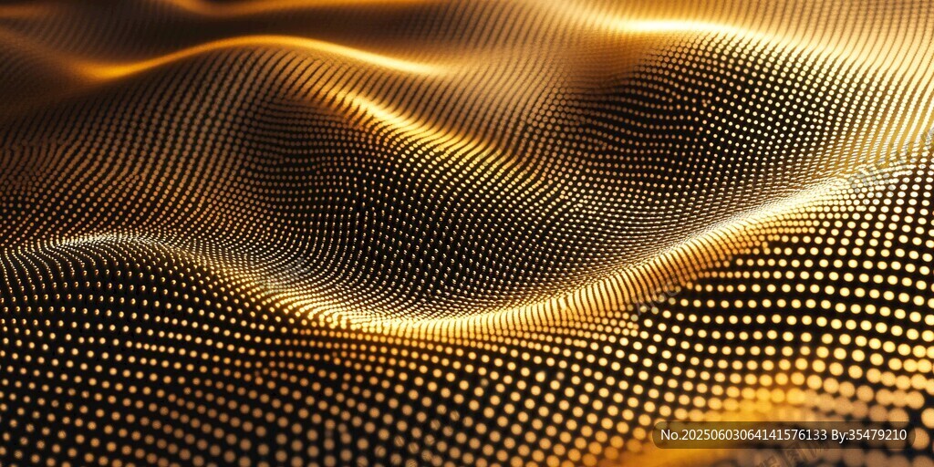 金色波浪状科技感粒子图案