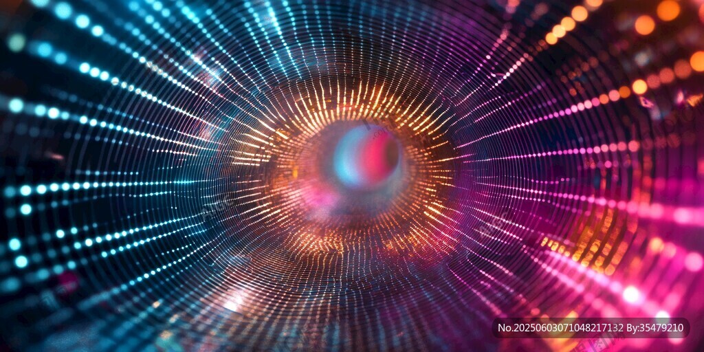 炫彩光线环绕的科幻之眼