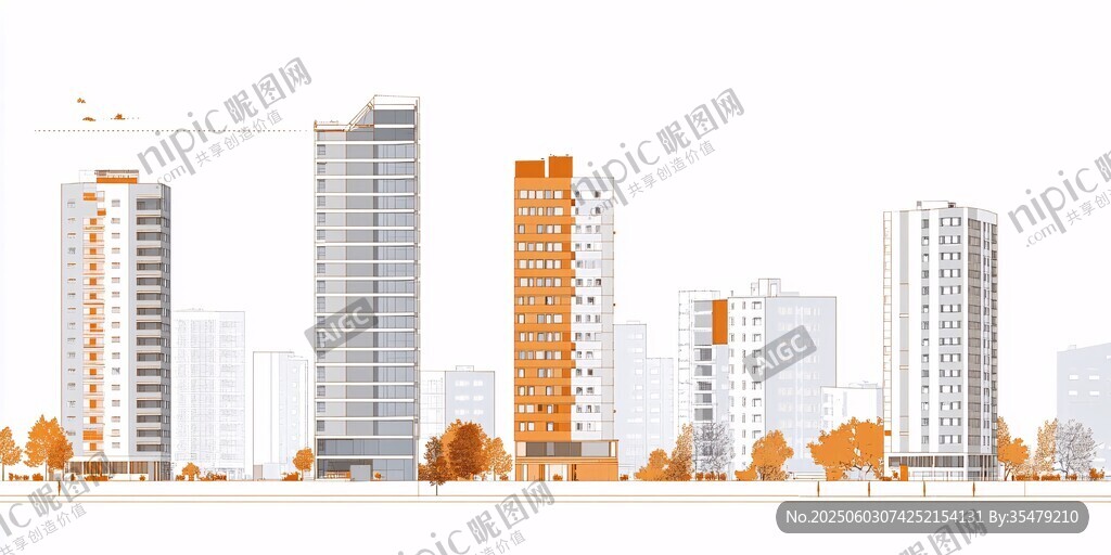 秋日都市高楼景观图