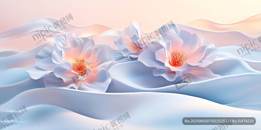 梦幻柔波中的绽放花朵