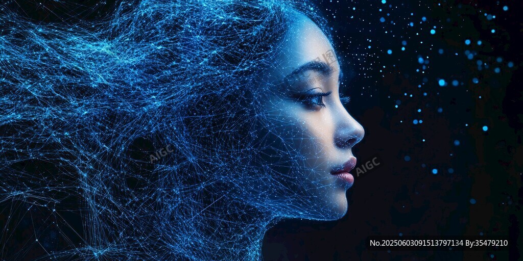 梦幻科技风女性侧颜形象