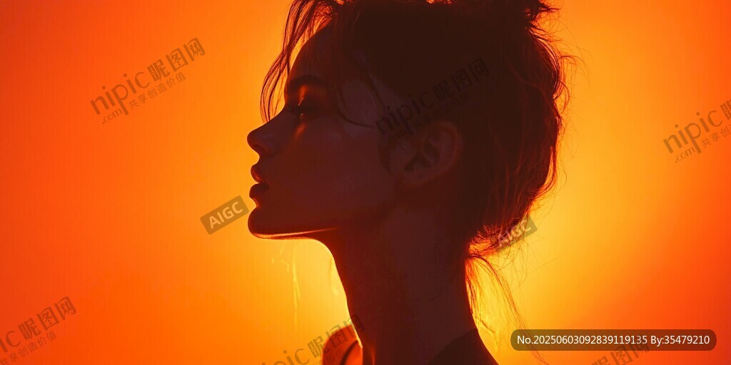 逆光下的女性优雅侧影