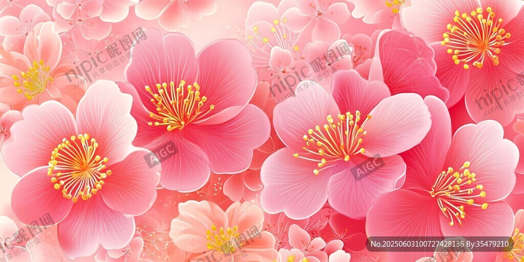 浪漫粉色繁花背景图