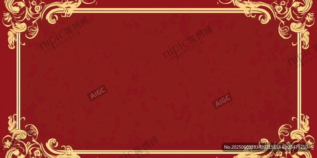 红色金边华丽装饰背景图