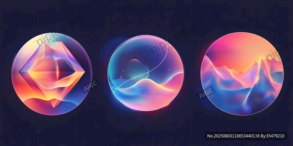 炫彩梦幻圆形抽象艺术图案