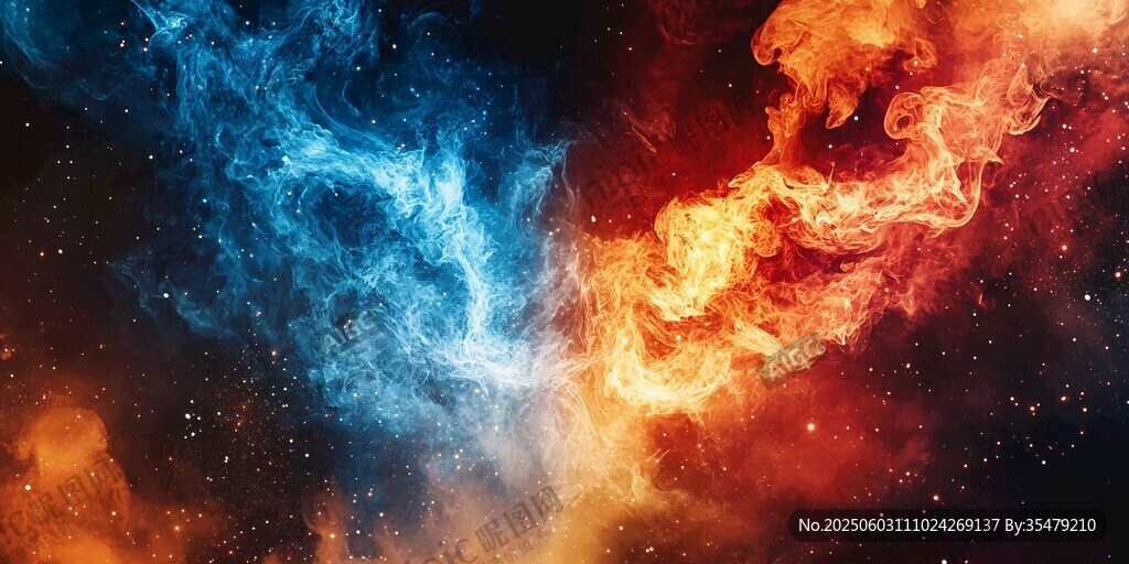 冰火对峙的宇宙奇幻景象