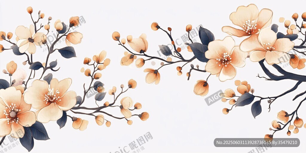 春日花卉插画装饰图案