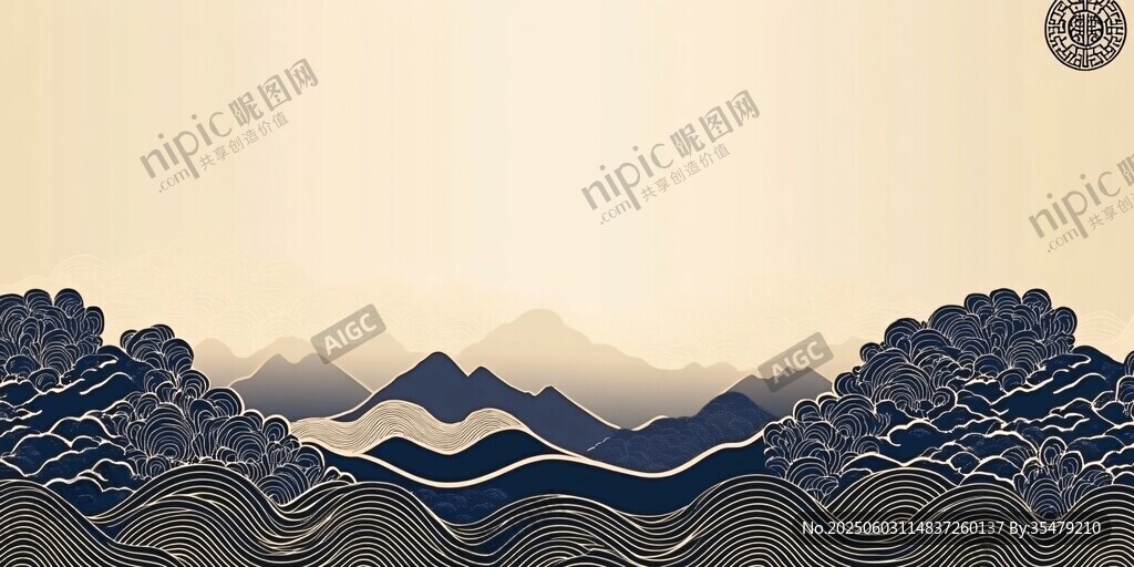 中式山水云纹背景图
