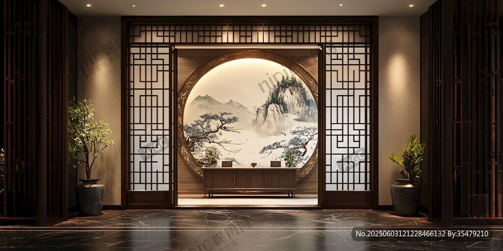 中式典雅玄关 山水意境美