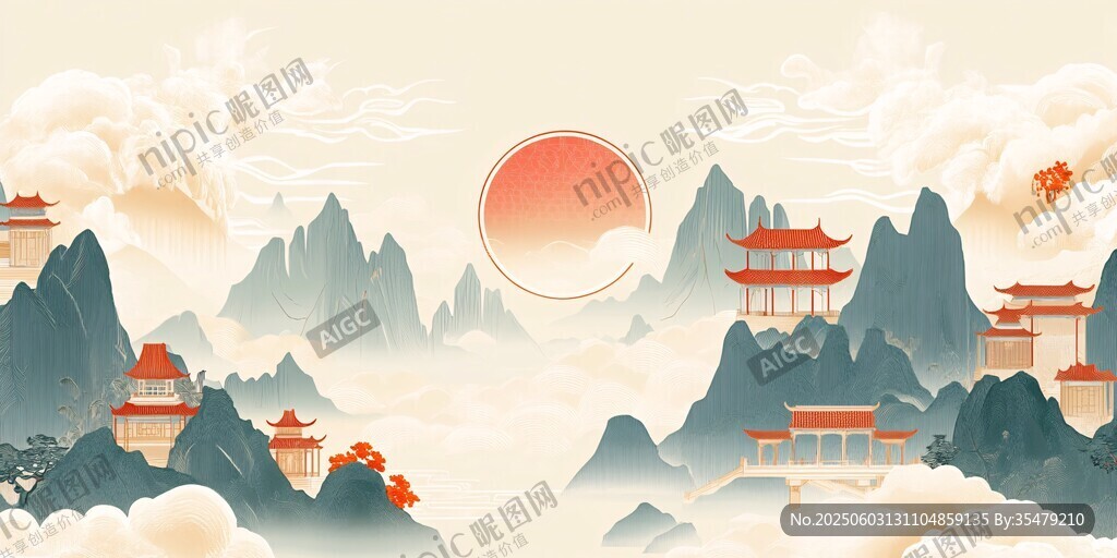 中式山水间的古韵楼阁