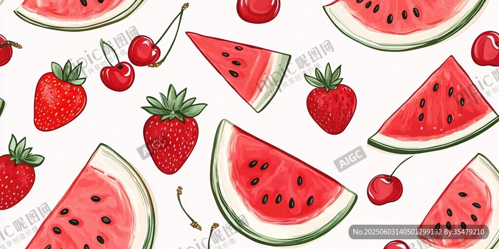 夏日缤纷水果图案插画