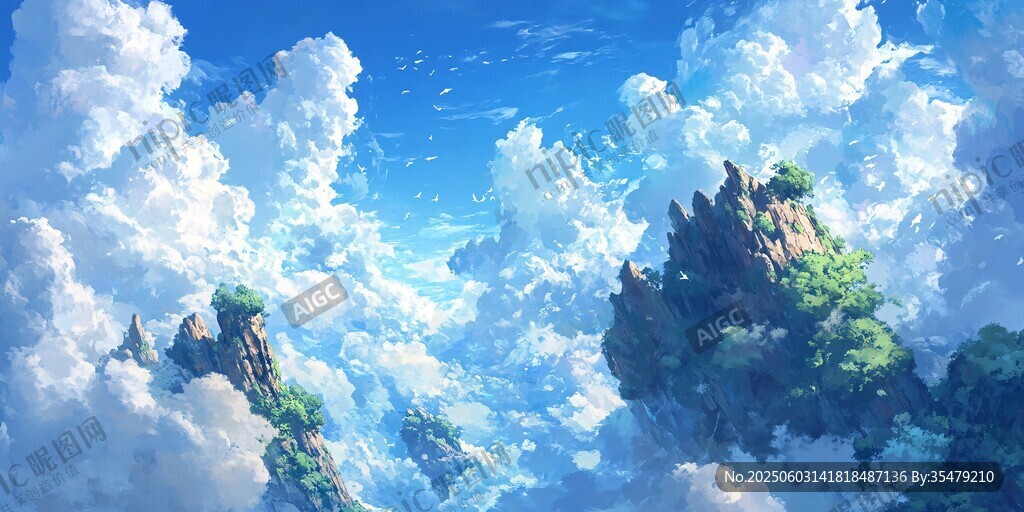 梦幻云海中的奇幻山峰