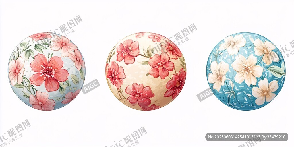 花卉图案圆形装饰元素