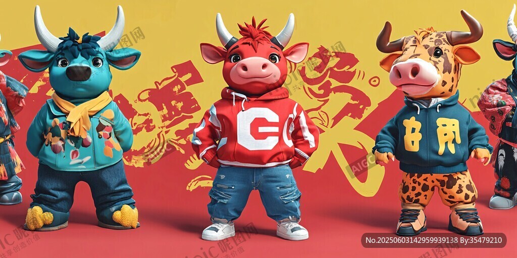 潮酷牛形象贺中国年