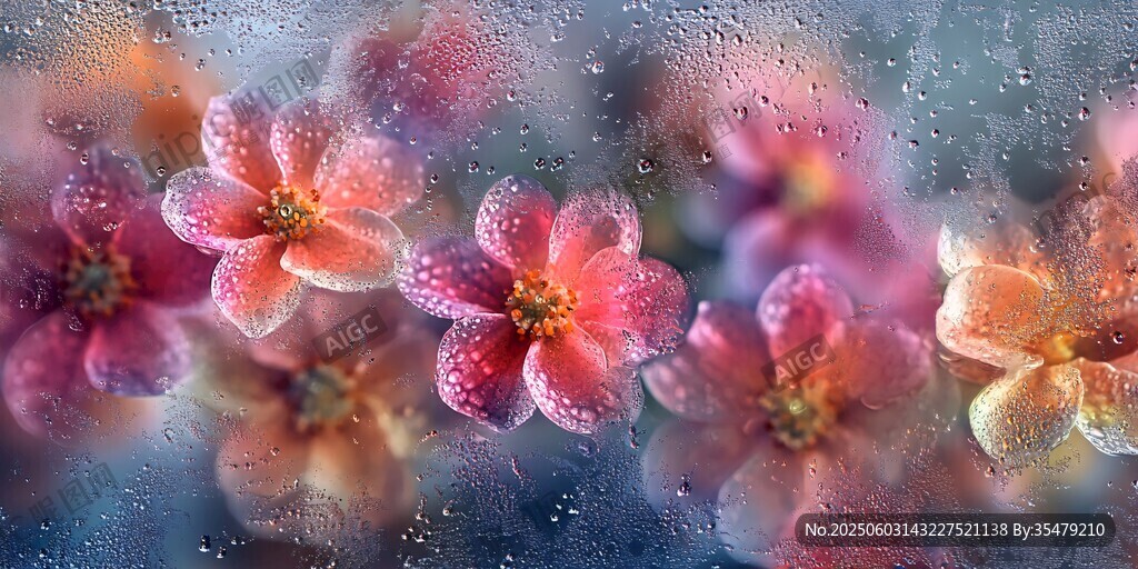 水珠覆花 朦胧春日之美