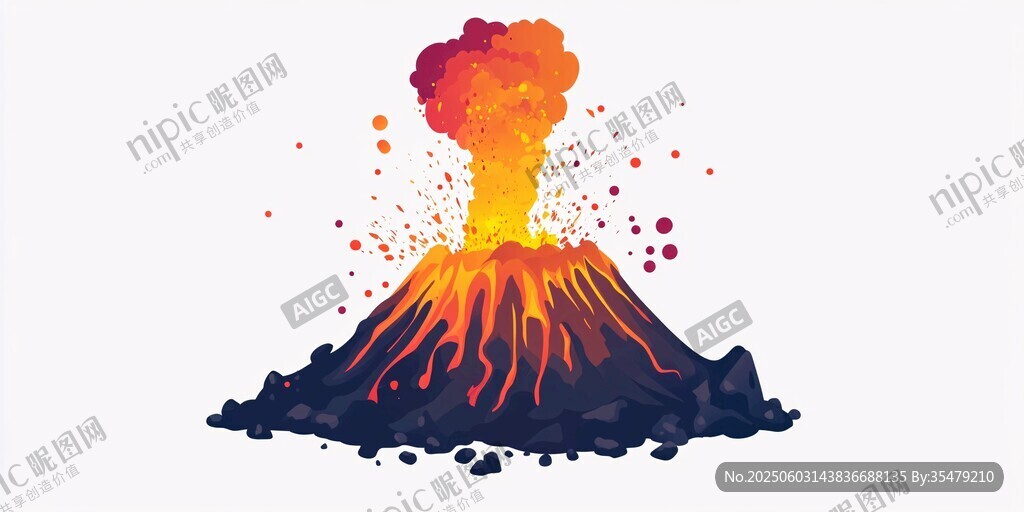 喷发的火山 色彩绚丽