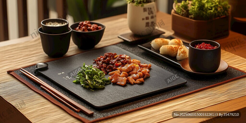 中式美味佳肴摆放在桌前