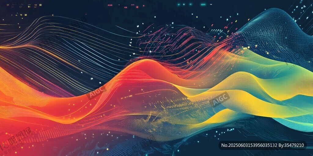 炫彩流动线条抽象背景图