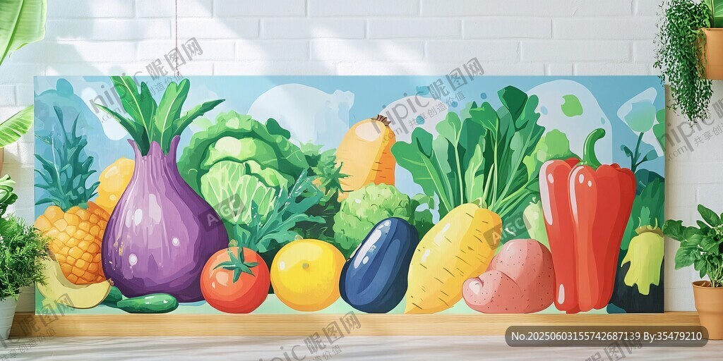 多彩蔬菜壁画装点室内空间
