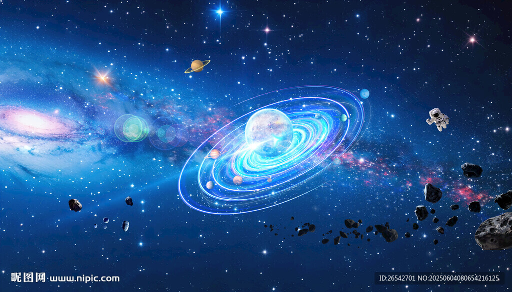 银河星球外太空陨石宇宙卫星背景