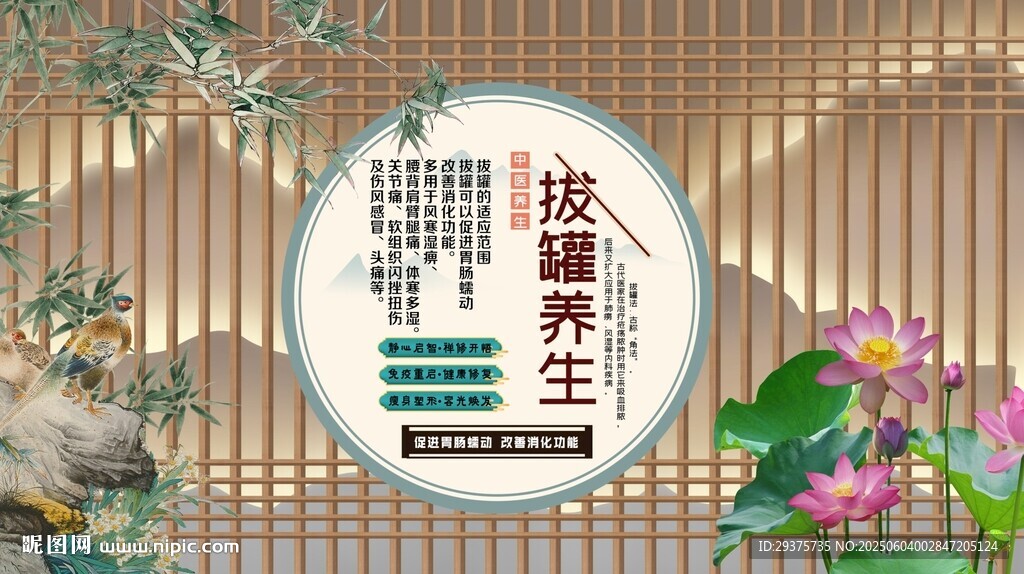 拔罐养生背景墙