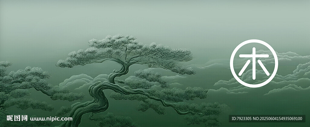品牌松树刺绣背景